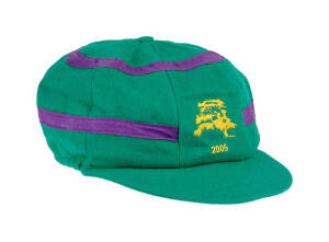 ACB CHAIRMAN'S XI CAP, from the 2005 Lilac Hill match - ACB Chairman's XI v South Africa (the 2nd match of the 2005-06 South Africa tour of Australia), green with lilac bands, with embroidered Lilac Hill logo on front. Superb condition. [Caps are extremel