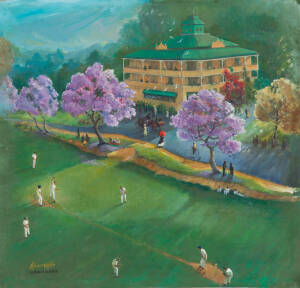 KEVAN HARDACRE (1927- , Australian), "Cricket at Como", oil on canvas, signed by the artist, overall 60x60cm.