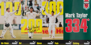 SIGNED CRICKET POSTERS, noted "That Ball" (2) signed by Mike Gatting & Shane Warne; posters signed by Adam Gilchrist (14), Mark Taylor (5) & Michael Bevan (5). Poor/G condition.