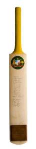 2001 25th Anniversary of the 1986 Tied Test, full size Cricket bat signed by Australian team, with 10 signatures including Allan Border, Geoff Marsh & Dean Jones; and with wooden plaque "India - Australia, TIED TEST, Rematch 2001, Tim Zoehrer".