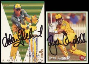 SIGNED CRICKET CARDS, c1989-98 duplicated range in album, all signed, including 1998 WACA/Powerade/Western Power "Western Warriors 1998-99" (42). G/VG condition.