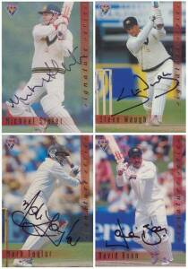 CRICKET CARDS, c1990s accumulation in albums & loose, noted 1994 futera "Signature Series" (4) for Michael Slater, Steve waugh, Mark Taylor & David Boon. Mainly G/VG.