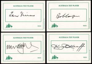 AUSTRALIA: Signed autograph cards (83), noted Tom Veivers, Max Walker, Merv Hughes, Bob Cowper, Sam Loxton, Kerry O'Keefe.