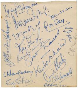 1947-48 India Team to Australia, autograph page with 18 signatures including C.T.Sarwate, Vijay Hazare & K.M.Rangnekar.