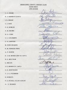 COUNTY TEAM SHEETS: c1986-2002 collection in album, some duplication. Good range of autographs. G/VG condition.