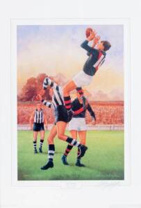 JOHN COLEMAN (Essendon), limited edition d'Arcy Doyle print "John Coleman", signed by the artist, framed and glazed, overall 65x92cm. Also 2004 Port Adelaide original Weg posters (49).