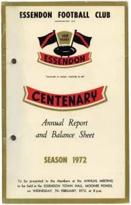 WEG POSTERS & ANNUAL REPORTS: Weg posters for 1970 Carlton, 1972 Carlton, 1973 Richmond, 1974 Richmond & 1976 Hawthorn in Poor condition; plus 1969-91 Annual reports for Essendon (8) & Footscray (10).