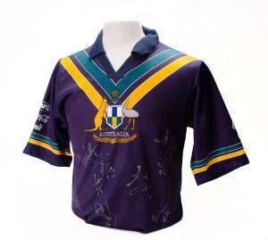 AUSTRALIA: Australia International Rules 2000 jumper with 11 signatures including Nathan Buckley, Brent Harvey, Brett Ratten, James Hird & David King.