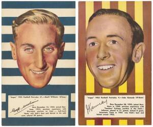 1953 Argus "1953 Football Portraits", large size (11x19cm), part set [10/72], with Hawthorn players (6) & Geelong (4). G/VG.