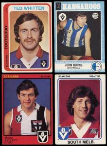 1967-89 Scanlens "Footballers", comprising 1967 (73); 1977 (8); 1979 (3); 1980 (20); 1981 (2); 1982 (16); 1988 (261); 1989 (155); plus unopened packets 1990 (5) & 1991 (4). Fair/VG.