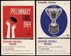 1964-96 "Football Record"s (25) including 1964 Preliminary Final & 1964 Grand Final - Melbourne v Collingwood; VFA "Football Recorder" (12).