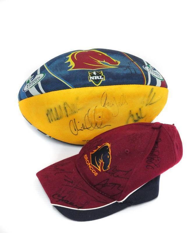 BRISBANE BRONCOS: Brisbane Broncos jersey with 22 signatures
