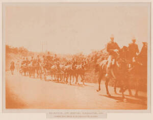 1893 MELBOURNE CUP: Collotype photographic prints (2) by Sands & McDougall, titled "Melbourne Cup Meeting, Flemington, 1893. View of Grand Stand and Hill From the River" &&nbsp;&nbsp;"Melbourne Cup Meeting, Flemington, 1893. Members' Drive - Arrival of His Excellen