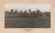 1902 MELBOURNE CUP: Photographs (4) - "Finish, Melbourne Cup, 1902, Won by The Victory", "Melbourne Cup, 1902. The Start", "Melbourne Cup, 1902. First Time Round" & "Cup Steeplechase. Last Jump", all taken by Sears Photo, Melbourne, (minor faults to edges - 2