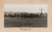 1902 MELBOURNE CUP: Photographs (4) - "Finish, Melbourne Cup, 1902, Won by The Victory", "Melbourne Cup, 1902. The Start", "Melbourne Cup, 1902. First Time Round" & "Cup Steeplechase. Last Jump", all taken by Sears Photo, Melbourne, (minor faults to edges - 4