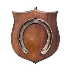 WAKEFUL, horseshoe engraved "Wakeful" attached to wooden shield. [Wakeful was one of Australia's great mares, and ran 2nd in the 1903 Melbourne Cup carrying the huge impost for a mare of 10 stone (64kg)].