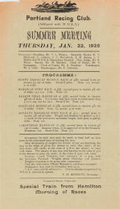 HORSE-RACING/SPORT FLYERS & POSTERS: Wonderful collection c1922-25 flyers & posters advertising racing, trotting, athletics, sports & woodchopping, from country towns throughout Victoria - noted Ballarat, Daylesford, Koondrook, Portland, Myer's Flat, Laan