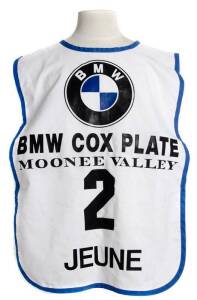 JEUNE: Jeune's No.2 strapper's bib from the 1995 Cox Plate.