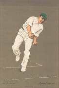 1905 ALBERT CHEVALLIER TAYLER PRINTS, of cricketers in action, noted W.G.Grace (trimmed); plus all Australian cricketers - Warwick Armstrong, Albert Cotter, Joe Darling, R.A.Duff, Syd Gregory, Clem Hill, A.J.Hopkins, J.J.Kelly, Frank Laver, C.E.McLeod, Mo - 5