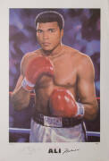 MUHAMMAD ALI: Print "Muhammad Ali" by Mark Sofilas, signed by Muhammad Ali and the artist and numbered 86/250, size 59x89cm. With 'Online Authentics' No.OA-7307497.