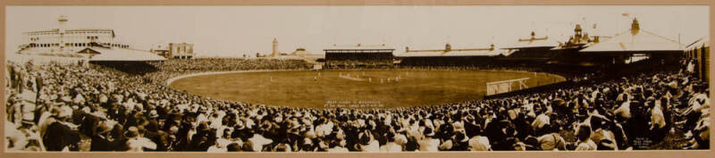 SYDNEY CRICKET GROUND: Reprinted panoramic photograph "West Indies v Australia, 2nd Test Match - Sydney, Jan.1st to 5th, 1931", window mounted, framed & glazed, overall 126x34cm.