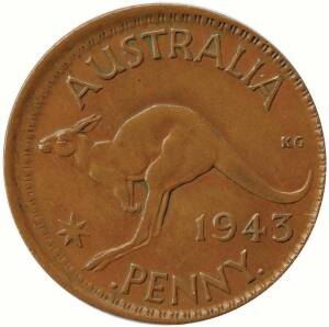 Copper coins. A larger accumulation with &frac12;d's, 3.75+kgs, with a few KGV, majority KGVI & QEII. 1d's 19.5+kgs, majority KGVI & QEII with a larger percentage of KGV than &frac12;d's. Plus 14.0+kgs of 1c and 2c. Noted 1943 mis-struck 1d. Mixed grades with some bett