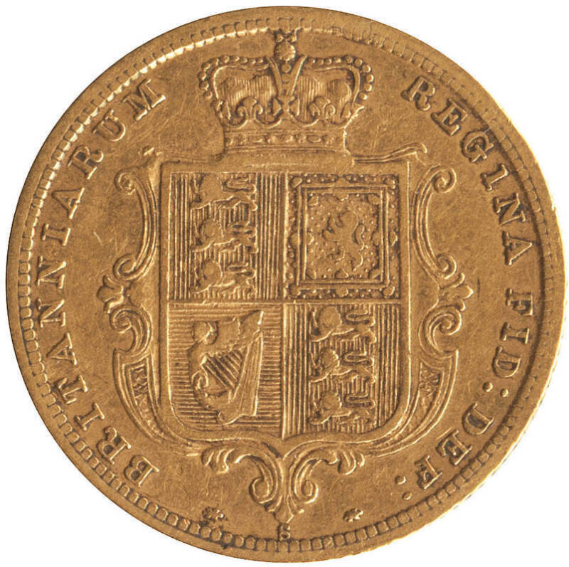 HALF SOVEREIGNS: 1881S, QV, Young Head, Shield reverse with wide coarse border. F.
