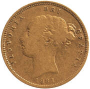 HALF SOVEREIGNS: 1881S, QV, Young Head, Shield reverse with wide coarse border. F. - 2