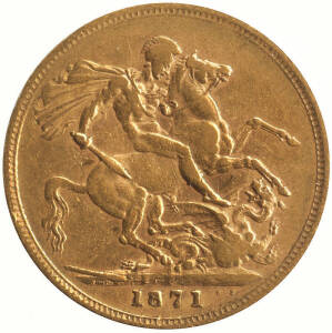 SOVEREINS: 1871, QV Young Head, St. George reverse. F.