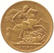 1897M QV, Veiled Head, St. George reverse.