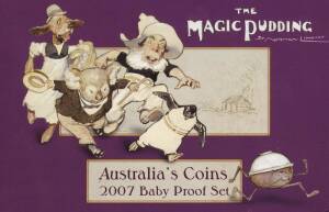 BABYSETS: 2005 & 2007 (The Magic Pudding). Each year with the proof and Unc. sets plus 50c Baby Memento (2). Cat. $800+.