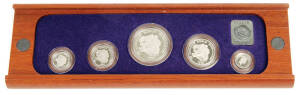 1989 set of 5. $100.00 1oz, $50.00 1/2oz, $25.00 1/4oz, $15.00 1/10oz and $5.00 1/20oz. Cased and numbered "00179".