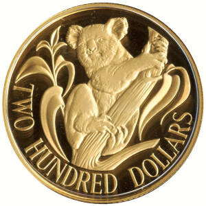 GOLD PROOFS: 1980 $200.00, Koala. Cased and boxed with certificate.