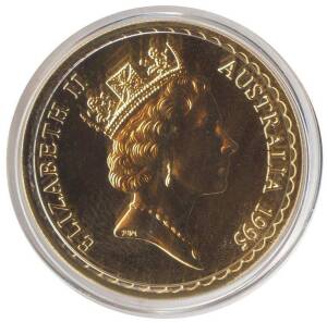 1995 $100.00, Waratah, 1/30z 24 carat. Cased, no certificate, small fault to capsule.
