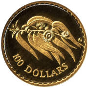 1996 $100.00, Tasmanian Blue Gum, 1/3oz 22 carat. Cased with certificate numbered "0001014".