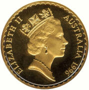 1996 $100.00, Tasmanian Blue Gum, 1/3oz 22 carat. Cased with certificate numbered "0001014". - 2