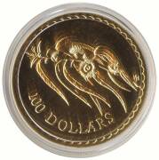 1996 $100.00, Tasmanian Blue Gum, 1/3oz 22 carat. Cased with certificate "0002028".