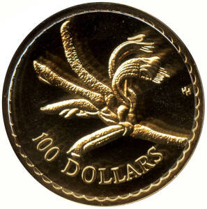 1997 $100.00, Mangle's Kangaroo Paw. 1/3oz, 22 carat. Boxed with certificate numbered "000637".
