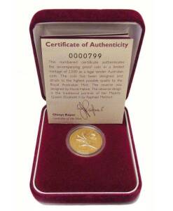 1997 $100.00, Mangle's Kangaroo Paw, 1/3oz, .9999 pure. Cased with certificate "000799". 