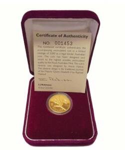 1997 $100.00, Mangle's Kangaroo Paw, 1/3oz 22 carat. Cased with certificate numbered "001453".