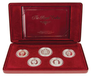 1992 'ROYAL LADIES" cased set of four $25.00 coins and a 45mm medallion, all sterling silver proofs. With booklet and certificate numbered "2593".