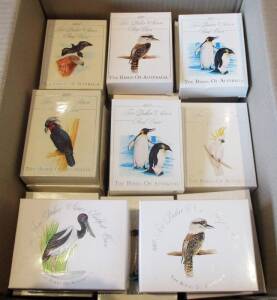 DECIMAL PROOFS: The Birds of Australia, $10.00 silver PROOFS 1989 Kookaburra (2), 1990 Sulphur-Crested Cockatoo (4), 1991 Jabiru (2), 1992 Emperor Penguin (4), 1993 Palm Cockatoo (1) and 1994 Wedge-Tailed Eagle (1). Plus the set of 6 as Piedfort Proofs. 2