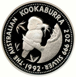 KOOKABURRA SILVER PROOFS: 1990 $5.00 1oz x2, 1992 $30.00, 1 kilo (no certificate) and $10.00 10oz, $2.00 2oz and $1.00 1oz all cased with matching certificates numbered "00029".
