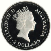 KOOKABURRA SILVER PROOFS: 1990 $5.00 1oz x2, 1992 $30.00, 1 kilo (no certificate) and $10.00 10oz, $2.00 2oz and $1.00 1oz all cased with matching certificates numbered "00029". - 2