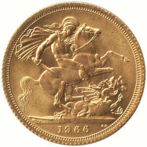 GREAT BRITAIN; 1966 QEII GOLD sovereign.
