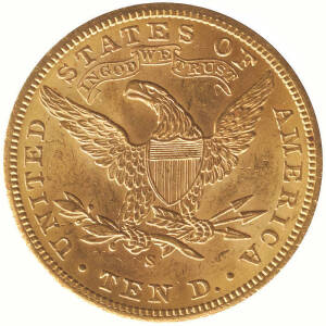 UNITED STATES OF AMERICA: 1902S, $10.00, Coronet Head. AGW 0.4837oz. Higher grade, with minor surface defects.