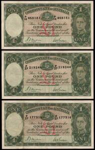 1938 (R.29) &pound;1 Sheehan/McFarlane group of 3. F, VF and VF+.