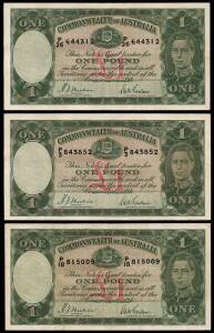 1938 (R.29) £1 Sheehan/McFarlane group of 3, F, VF, VF+.