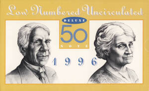 DECIMAL BANKNOTES: Decimal 'Dated' Annual Issues - 1994 $5.00, Green serials & $10.00 Blue serials, 1995 $5.00 Black serials & $10.00 Blue serials, 1996 $5.00 Black serials, $10.00 Blue serials, $20.00 Black serials and $50.00 Blue/Black serials; Plus 199