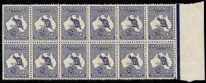 2&frac12;d Deep Blue, R marginal horizontal block of 12, both left hand units with "Heavy coastline".